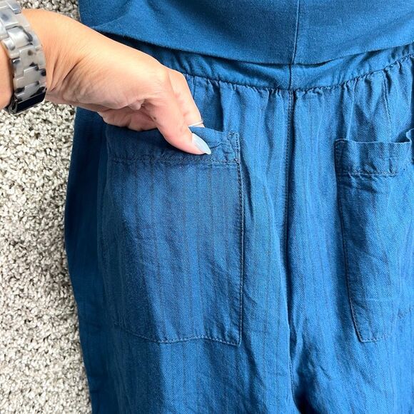 Hei Hei Pants Women’s Medium for Anthropologie Blue Striped Linen and Cotton Ble - Picture 5 of 8